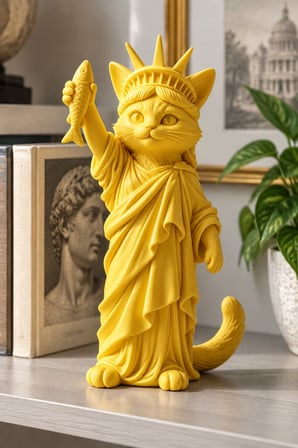 Özgürlüğün Kedisi Figürlü Dekoratif Biblo - Büyük Boy - 22cm