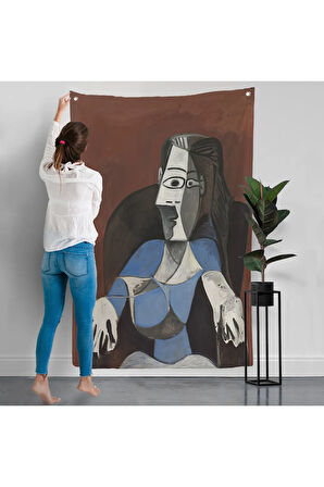 Pablo Picasso - Koltukta Oturan Soyut Kadın Duvar Örtüsü-7296