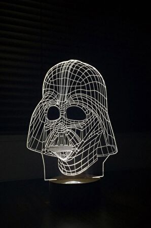 Darth Vader Figürlü Dekoratif Hediye Led Masa Lambası | 7 Işık Rengi | Ahşap Taban