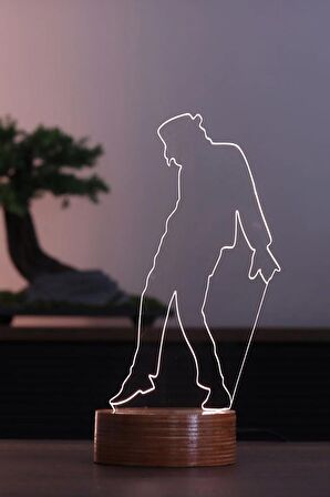 Dansçı Figürlü Dekoratif Hediye Led Masa Lambası | 7 Işık Rengi | Ahşap Taban