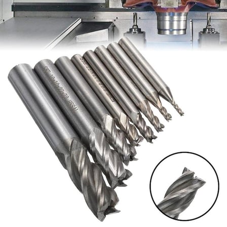 HSS Düz Shank 4 Flüt End Mill Kesici CNC Uç 10 lu Set 2mm-10mm
