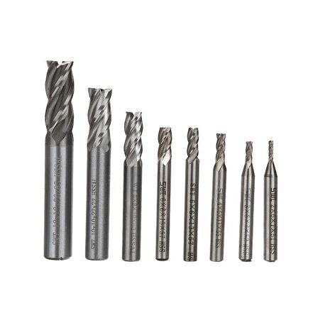 HSS Düz Shank 4 Flüt End Mill Kesici CNC Uç 10 lu Set 2mm-10mm