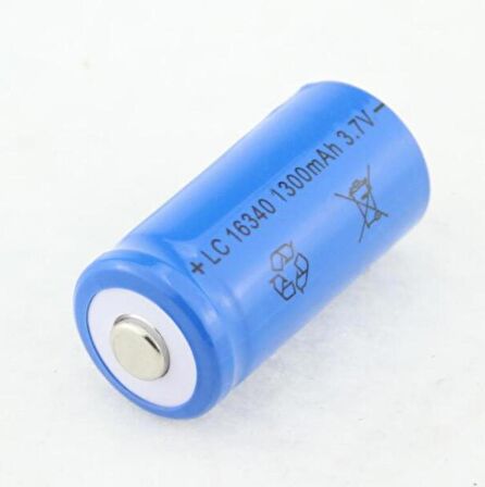 16340 CR123A 1300mAh 3.7V Li-on Şarjlı Pil 500-800 Cycle