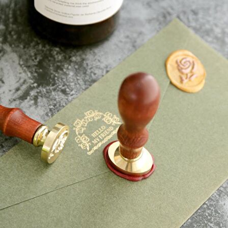 Mektup Damga Mühürü Oval Gül + 30 Mühür Mumu + Eritme Kaşığı