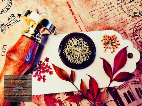 Mektup Damga Mühürü Gingko Leaves + 30 Mühür Mumu + Eritme Kaşığı