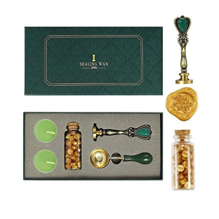 Mum Mühürü Retro Set Bakır Kafa 55-60 Metalik Wax Pirinç Sap