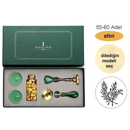 Mum Mühürü Retro Set Bakır Kafa 55-60 Metalik Wax Pirinç Sap