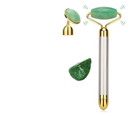 2 in 1 Güzellik Masaj Kalem Set Doğal Green Jade (Yeşim) Taş, Gümüş Çubuk