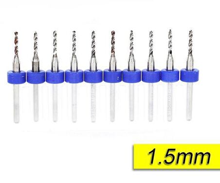 PCB Mikro Karbür CNC Matkap Ucu 10lu Set 1,50mm Tungsten 18 Shank