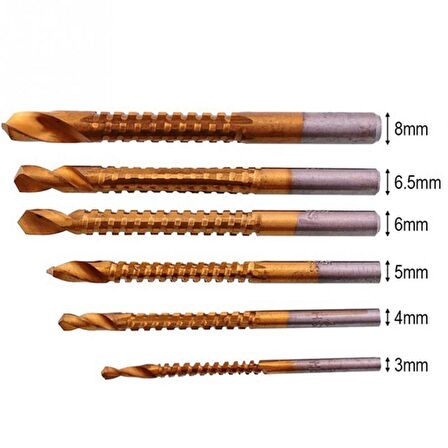 Titanyum Kaplı HSS Havşa Matkap Ucu 4/5/6/7/8mm 6 lı Set