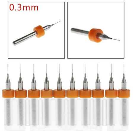 PCB Matkap Ucu  0,3mm Tungsten Mikro Karbür 10 Adet 18 Shank 