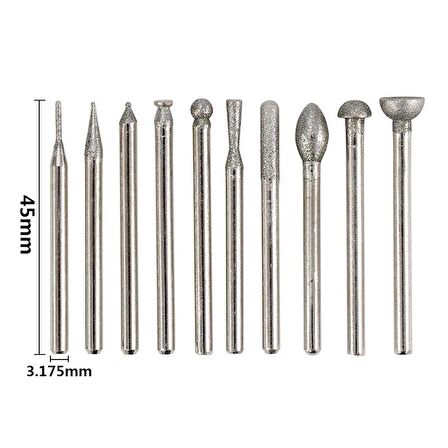 Elmas Taşlama Kafa Zımpara 50 li Set 3.0mm Shank Küçük Boy