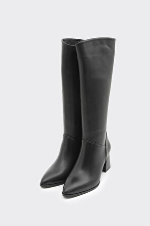 Hakiki Deri Fermuarlı Kadın Çizme