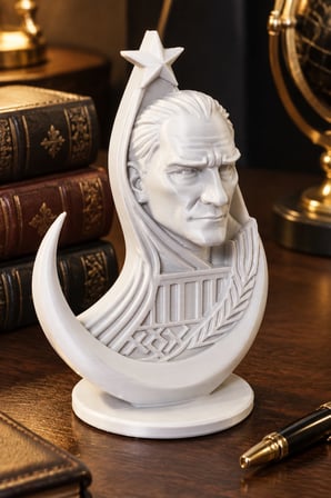 Ay Yıldızlı Atatürk Figürlü Dekoratif Mini Biblo