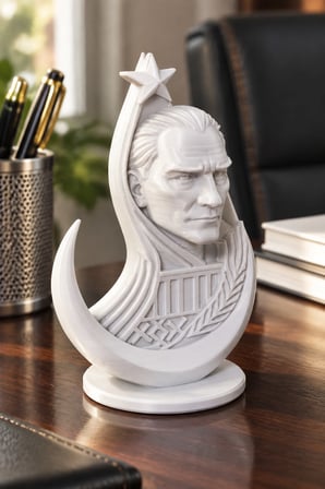 Ay Yıldızlı Atatürk Figürlü Dekoratif Mini Biblo