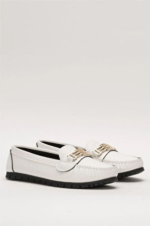 Kadın Hafif Taban Günlük Rahat Babet BEYAZ