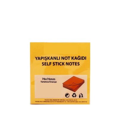 Rubenis Yapışkanlı Not Kağıdı 76X76 Mm Şeffaf Turuncu 50 Yaprak Rps-153 (24 Koçan)