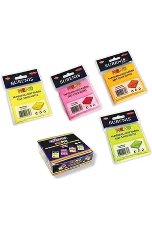 Rubenis Yapışkanlı Not Kağıdı 76X76 Mm Şeffaf Karışık Renk 50 Yaprak Rps-156 (24 Lü Paket)