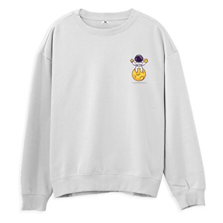 Astro-11  Baskılı Beyaz Sweatshirt