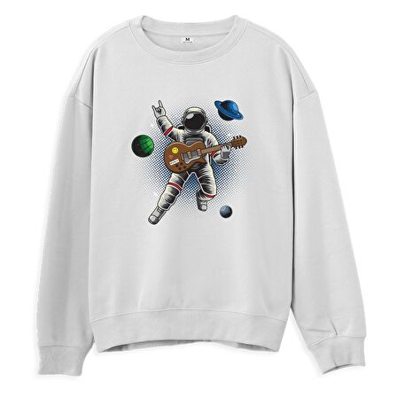 Astro-12  Baskılı Beyaz Sweatshirt