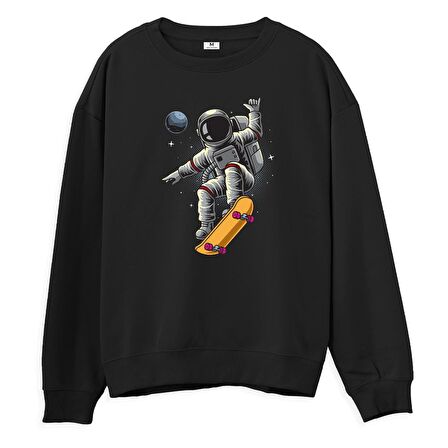 Astro-13  Baskılı Siyah Sweatshirt