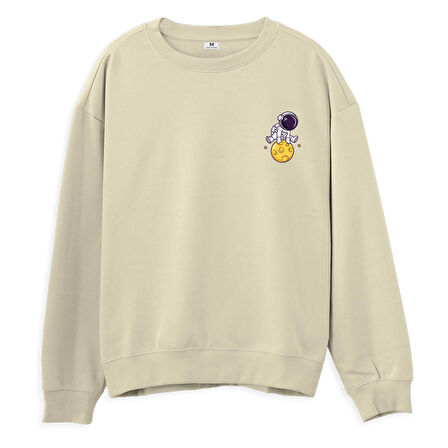Astro-5  Baskılı Krem Sweatshirt