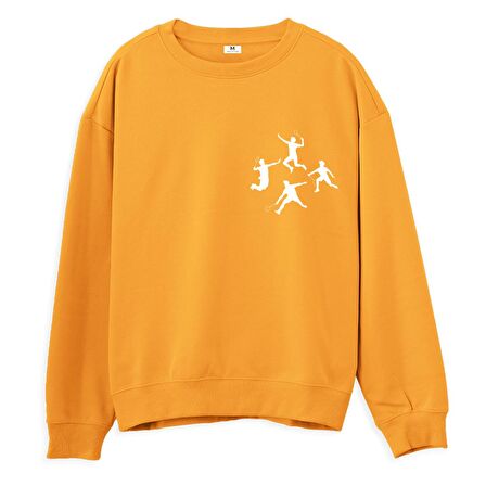 Badminton Baskılı Sweatshirt-Portakal