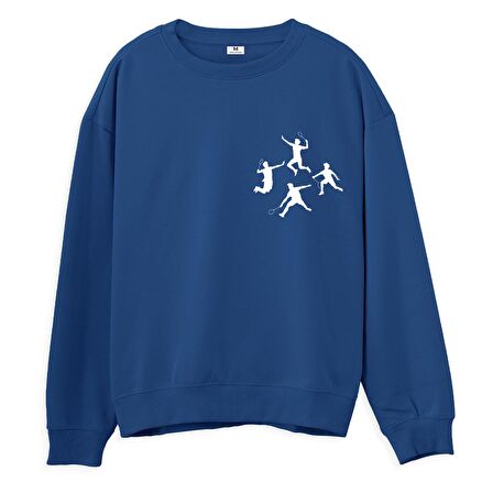 Badminton Baskılı Sweatshirt-Royal Mavi