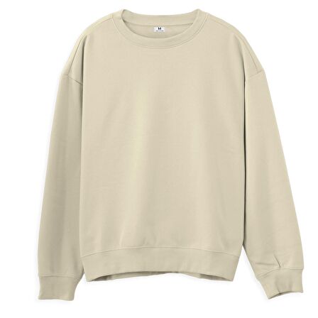Basic  Baskısız Krem Sweatshirt