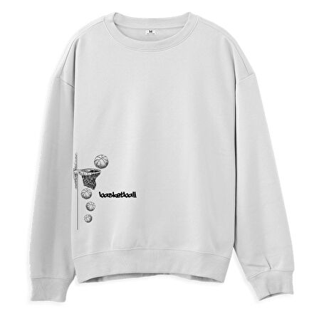 Basketball  Baskılı Beyaz Sweatshirt