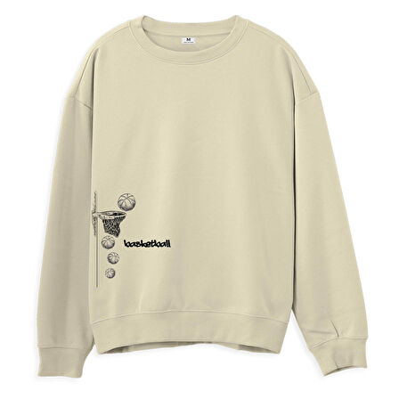 Basketball  Baskılı Krem Sweatshirt