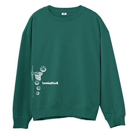 Basketball  Baskılı Yeşil Sweatshirt