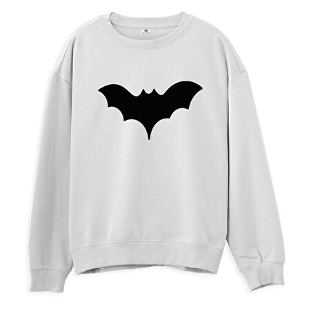 Bat  Baskılı Beyaz Sweatshirt