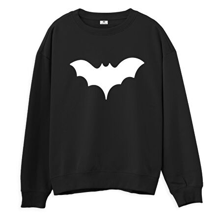 Bat  Baskılı Siyah Sweatshirt