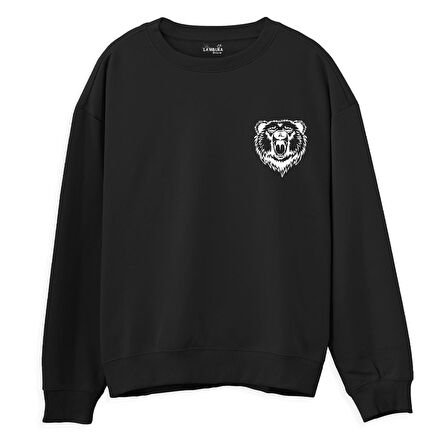 Bear  Baskılı Siyah Sweatshirt