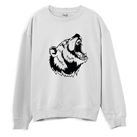 Bear Big  Baskılı Beyaz Sweatshirt