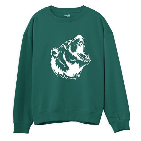 Bear Big  Baskılı Yeşil Sweatshirt