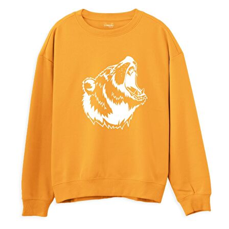 Bear Big Baskılı Sweatshirt-Portakal