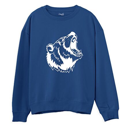 Bear Big Baskılı Sweatshirt-Royal Mavi