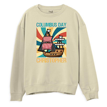 Christopher  Baskılı Krem Sweatshirt
