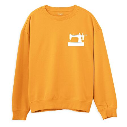Dikiş Makinesi Baskılı Sweatshirt-Portakal