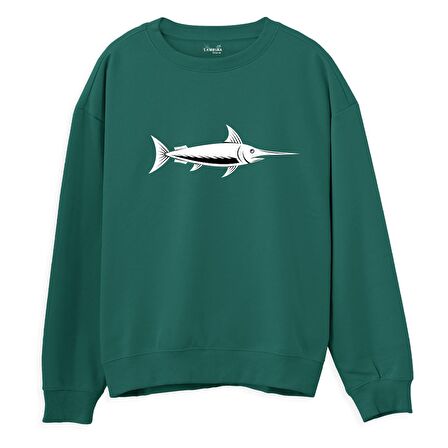Fish  Baskılı Yeşil Sweatshirt