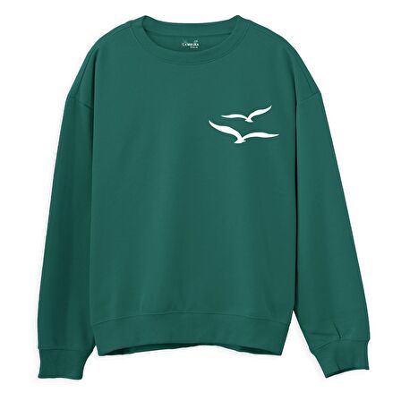 Gull  Baskılı Yeşil Sweatshirt