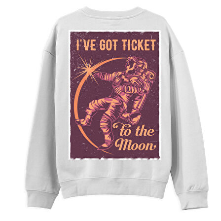 I’Ve got Tıcket Sırt Baskılı Sweatshirt-Beyaz