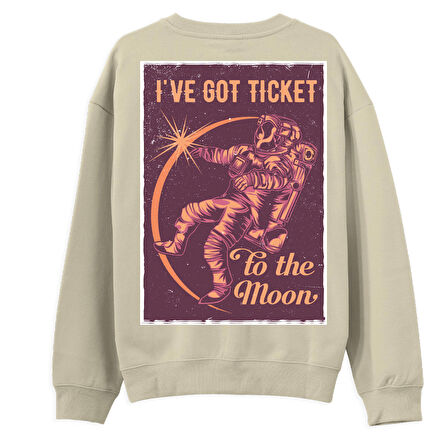 I’Ve got Tıcket Sırt Baskılı Sweatshirt-Krem