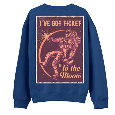 I’Ve got Tıcket Sırt Baskılı Sweatshirt-Royal Mavi