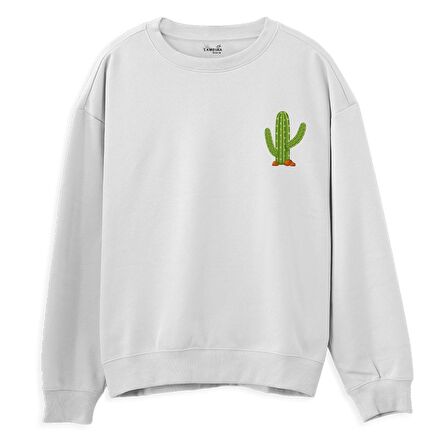 Kaktüs Sweatshirt-Beyaz