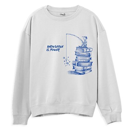 Knowledge  Baskılı Beyaz Sweatshirt