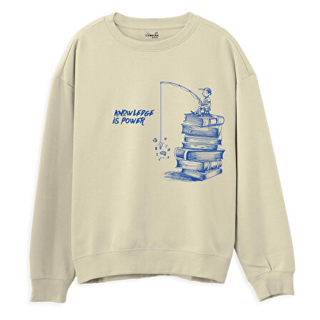 Knowledge  Baskılı Krem Sweatshirt