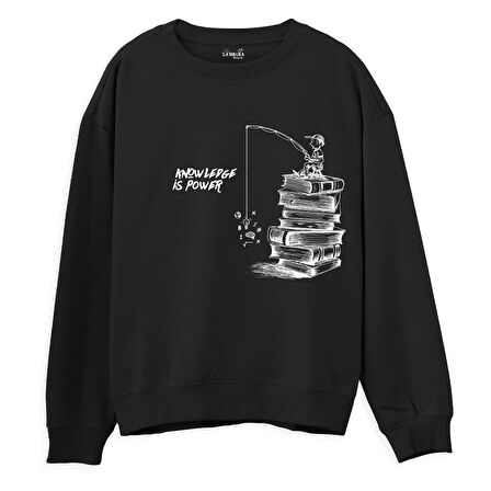 Knowledge  Baskılı Siyah Sweatshirt